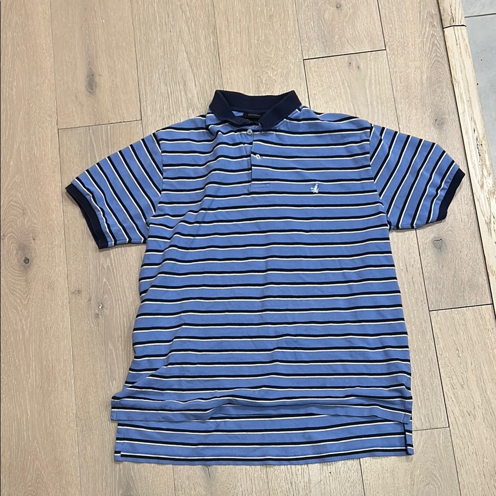 Express Men’s Striped Blue Polo Shirt